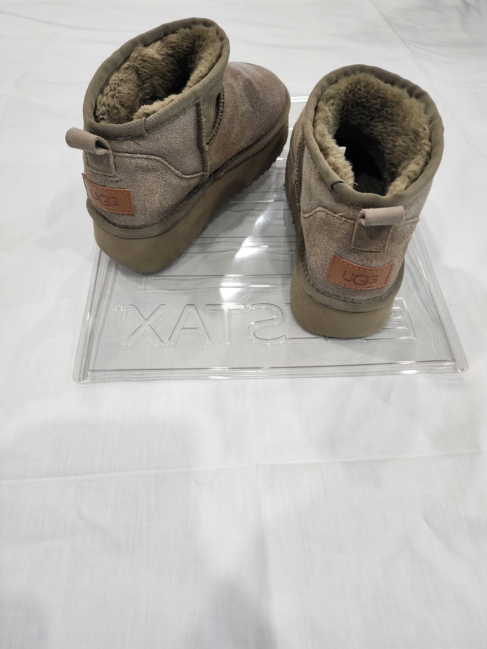 UGG Kids Taupe Suede Shearling Ankle Booties
